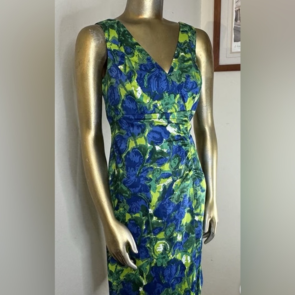 Donna Ricco Blue and Green Floral Dress
